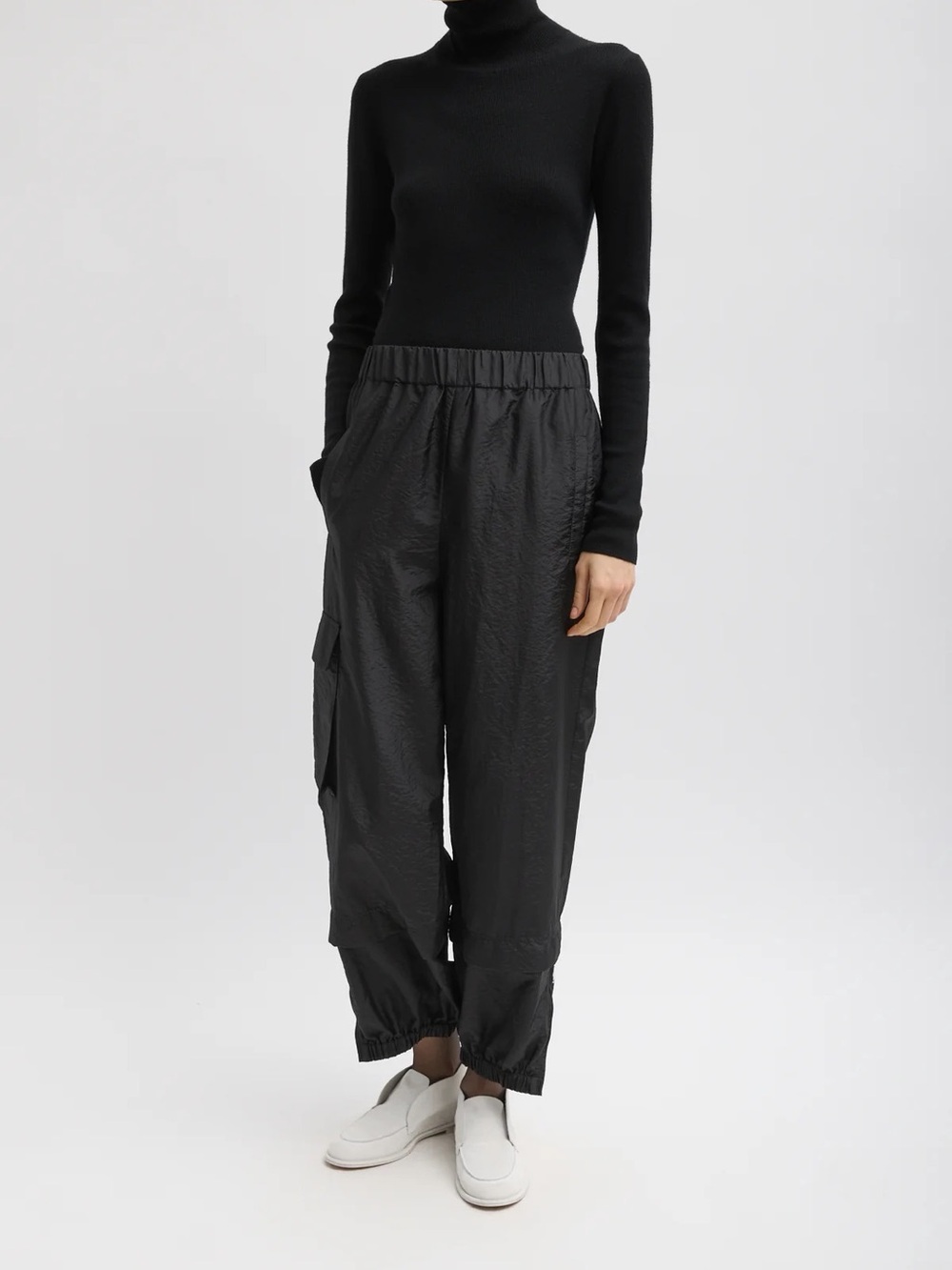 Tibi Crispy Nylon Pull On Jogger - M - Black